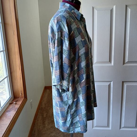 Pierre Cardin Mens Large Short Sleeve Casual Button up geometric print shirt - Picture 5 of 14